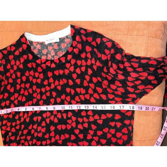 Equipment Red/Black Heart Print Cashmere Pullover Sweater Women's Size L - Picture 5 of 7